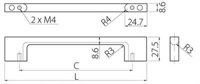 Ручка - скоба UZ 819-160мм хром черный. GTV UZ-819160-12 37940 - фото 30497