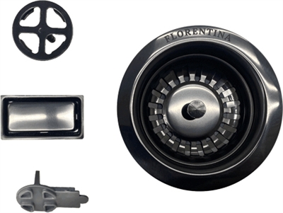 Комплект для сливной арматуры 3 1/2 с круглым и прямоугольным переливами для кухонной мойки, цвет ГР - фото 36201