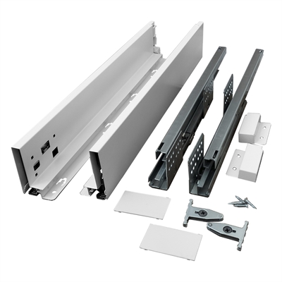 Комплект системы выдвижения с доводчиком Slimbox, H-84, 450 мм, белый 110805 48635