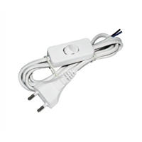 Шнур с вилкой и выключателем, L=3000мм, белый 303 длина 3м (15.111.02.011) 47468