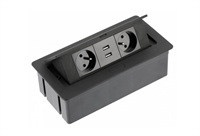 Удлинитель настольный SOFT 2 розетки 2xUSB, черный, с проводом 1,5 метра AE-PBSUC2GS-20N 48173