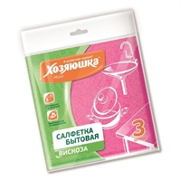 Салфетка хозяйственная ХОЗЯЮШКА МИЛА вискоза, 35*35 см., 3 шт/уп 604934 4023